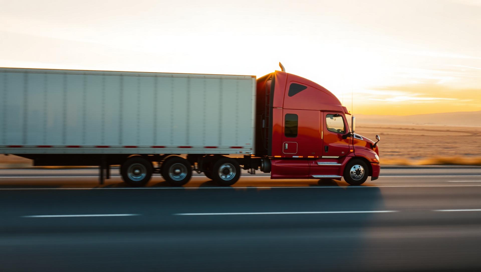 Fleet of trucks at logistics terminal